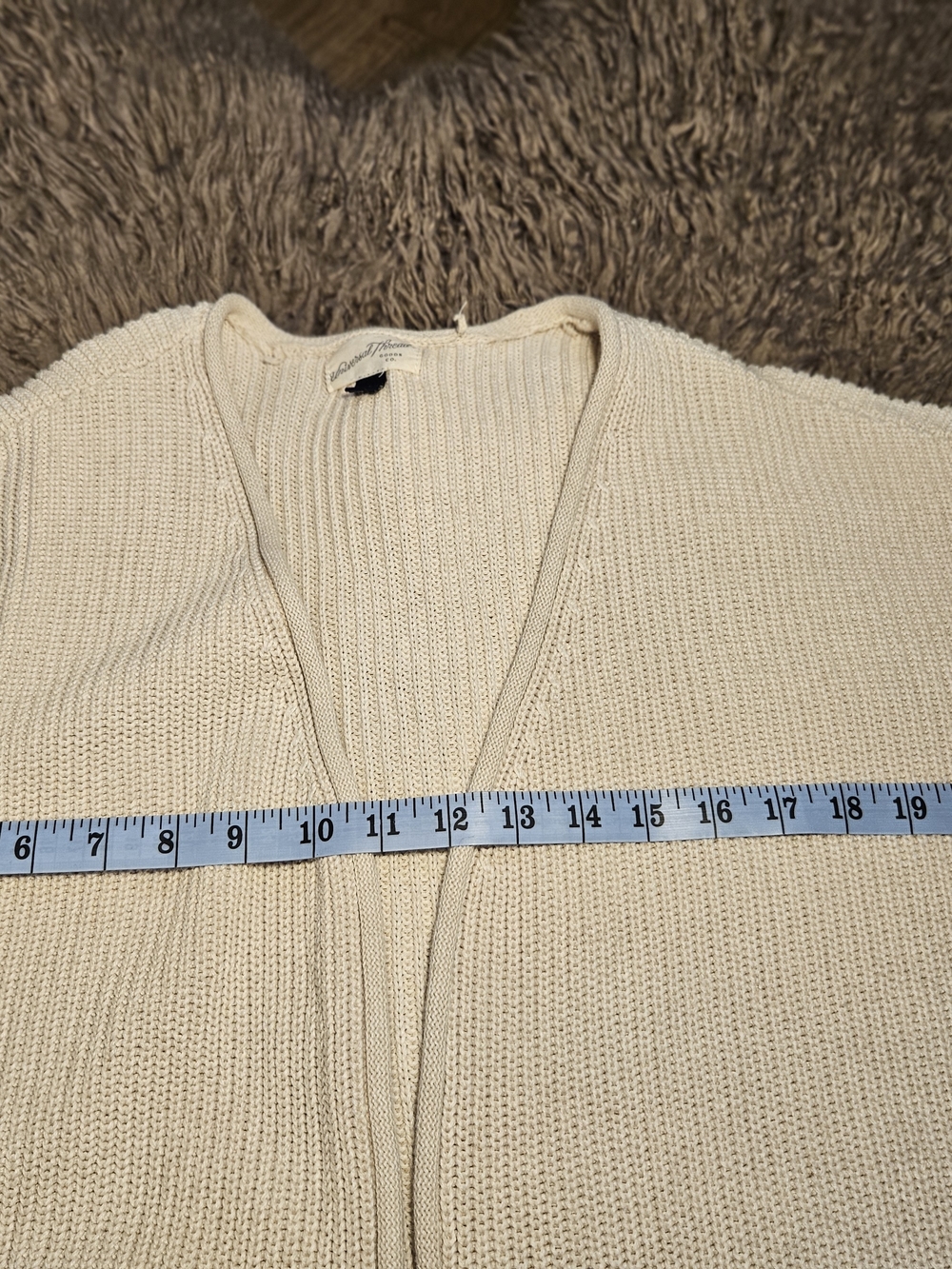 Universal Thread Cream Open-Front Ribbed Knit Cardigan with Pockets - Picture 3 of 5